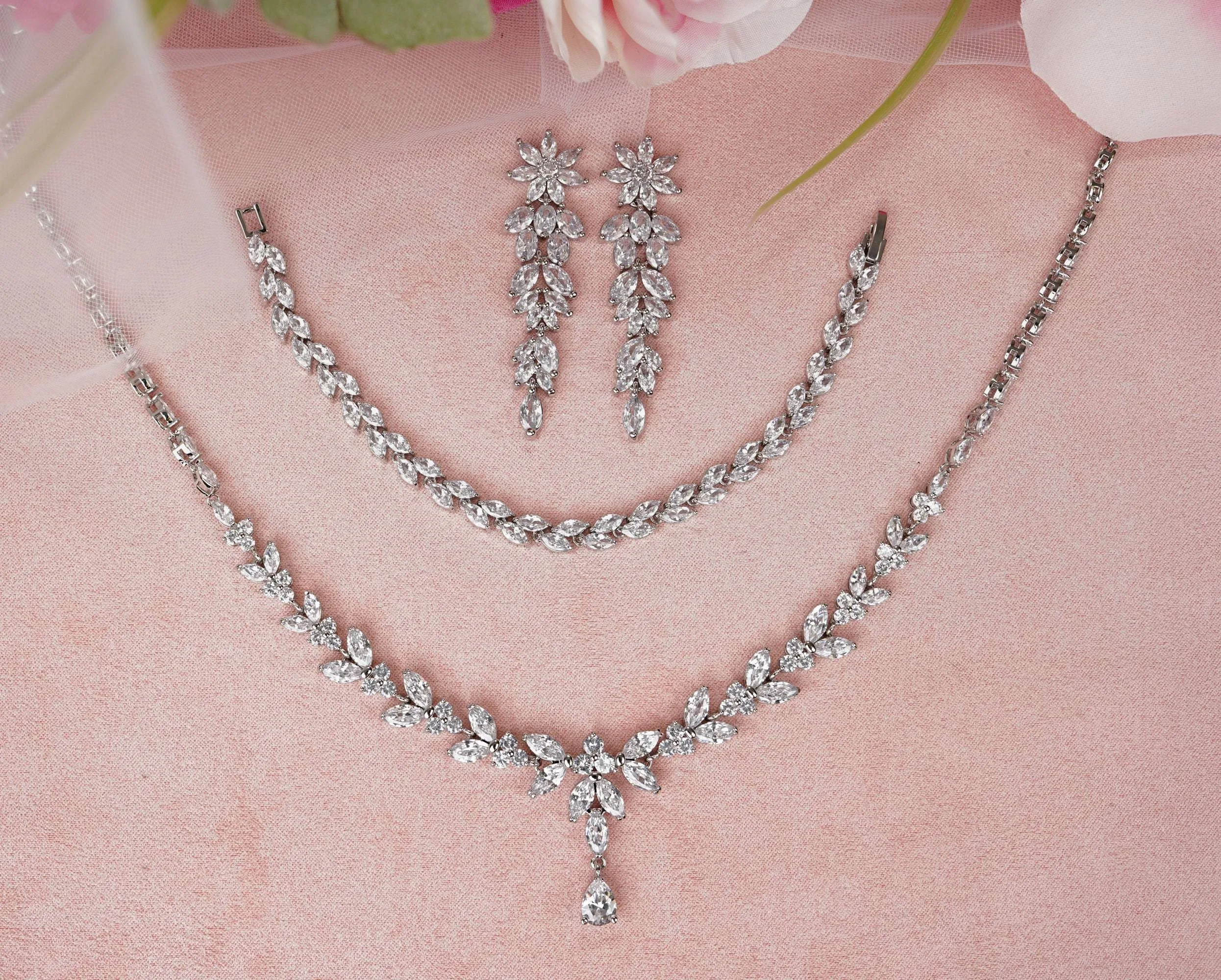 Long Bridal Crystal Earrings - Kimberly