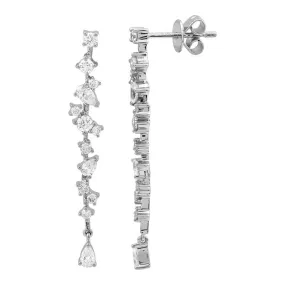Long Multi Shape Diamond Stud Earrings