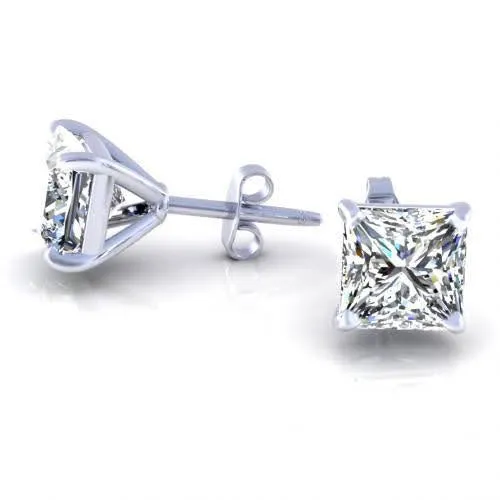 Low cost 0.50CT Round Cut Diamond Stud Earrings in 14KT White Gold