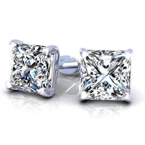 Low cost 0.50CT Round Cut Diamond Stud Earrings in 14KT White Gold