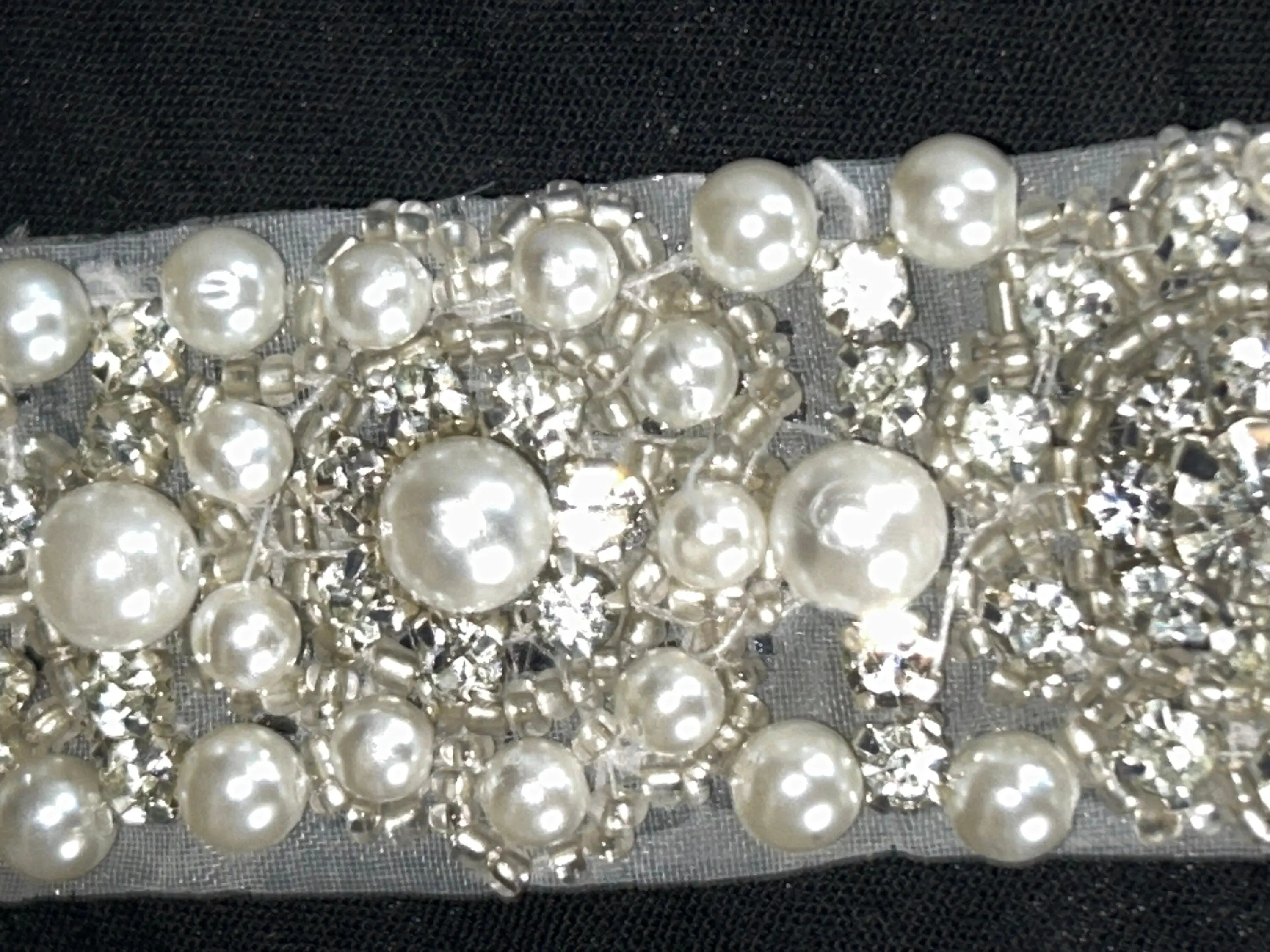 Luxury sparkling pearl rhinestone embellishment chain trimming 1 yard,  by Crystal Wedding UK