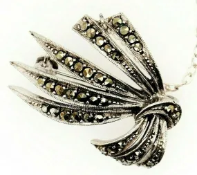 Marcasite Sterling Silver Vintage Brooch - Stamped Germany