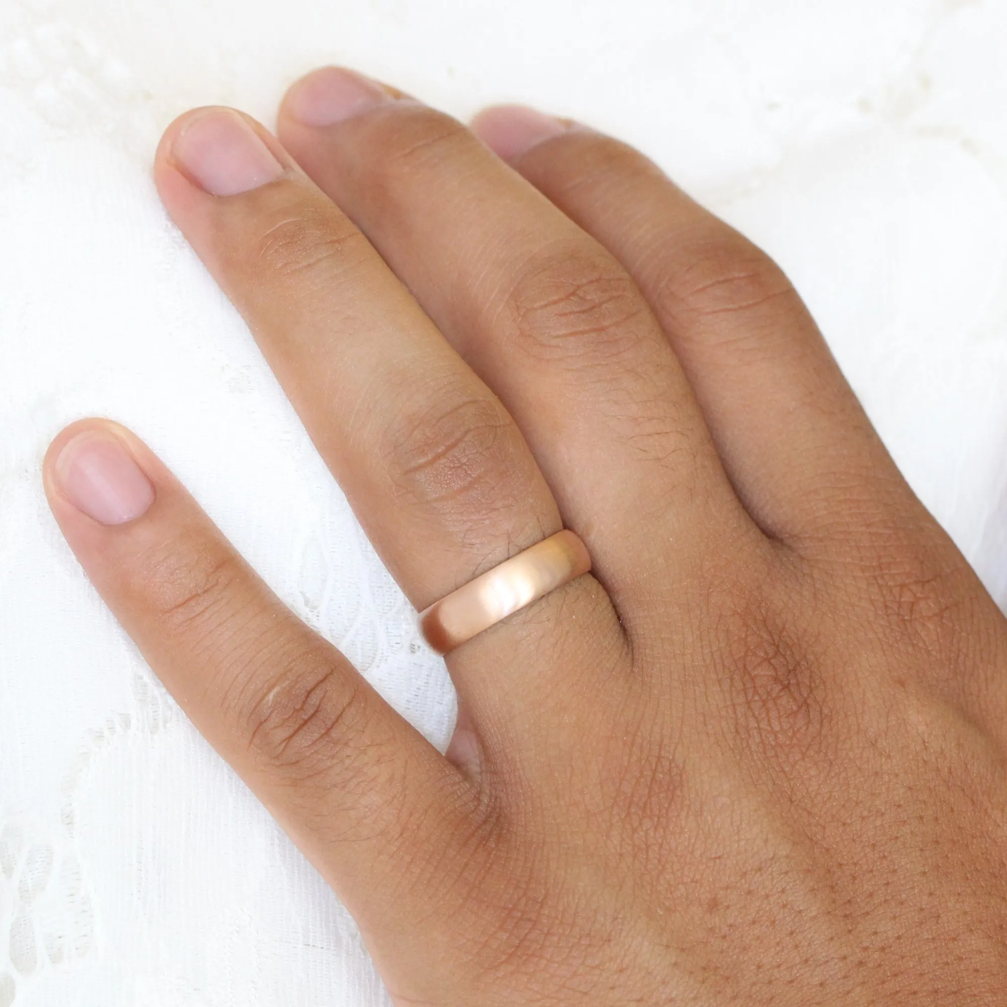 Matte Domed Wedding Band 6mm in White Gold Men’s Comfort Fit Ring