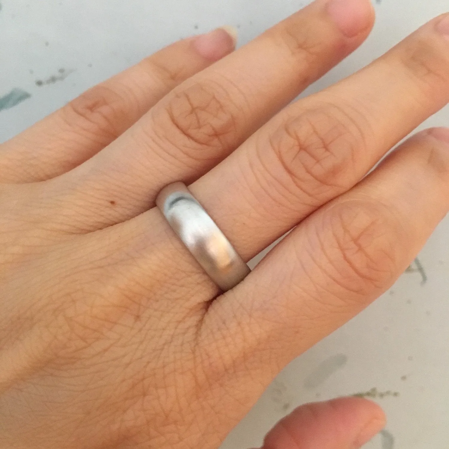 Matte Domed Wedding Band 6mm in White Gold Men’s Comfort Fit Ring