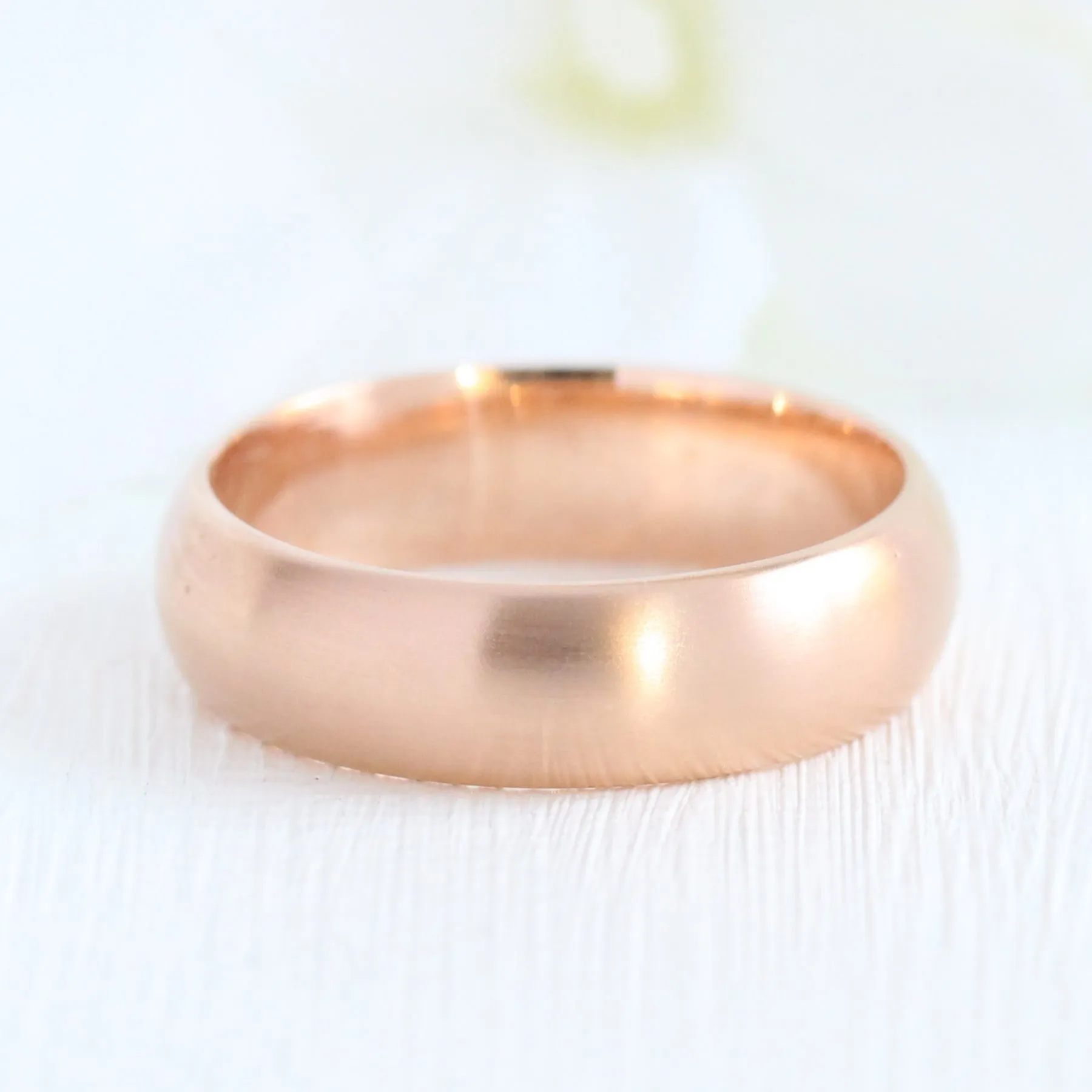 Matte Domed Wedding Band 6mm in White Gold Men’s Comfort Fit Ring