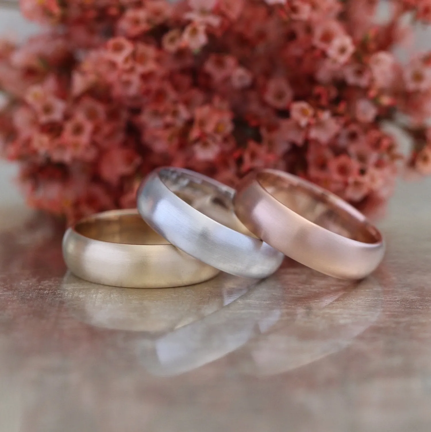Matte Domed Wedding Band 6mm in White Gold Men’s Comfort Fit Ring