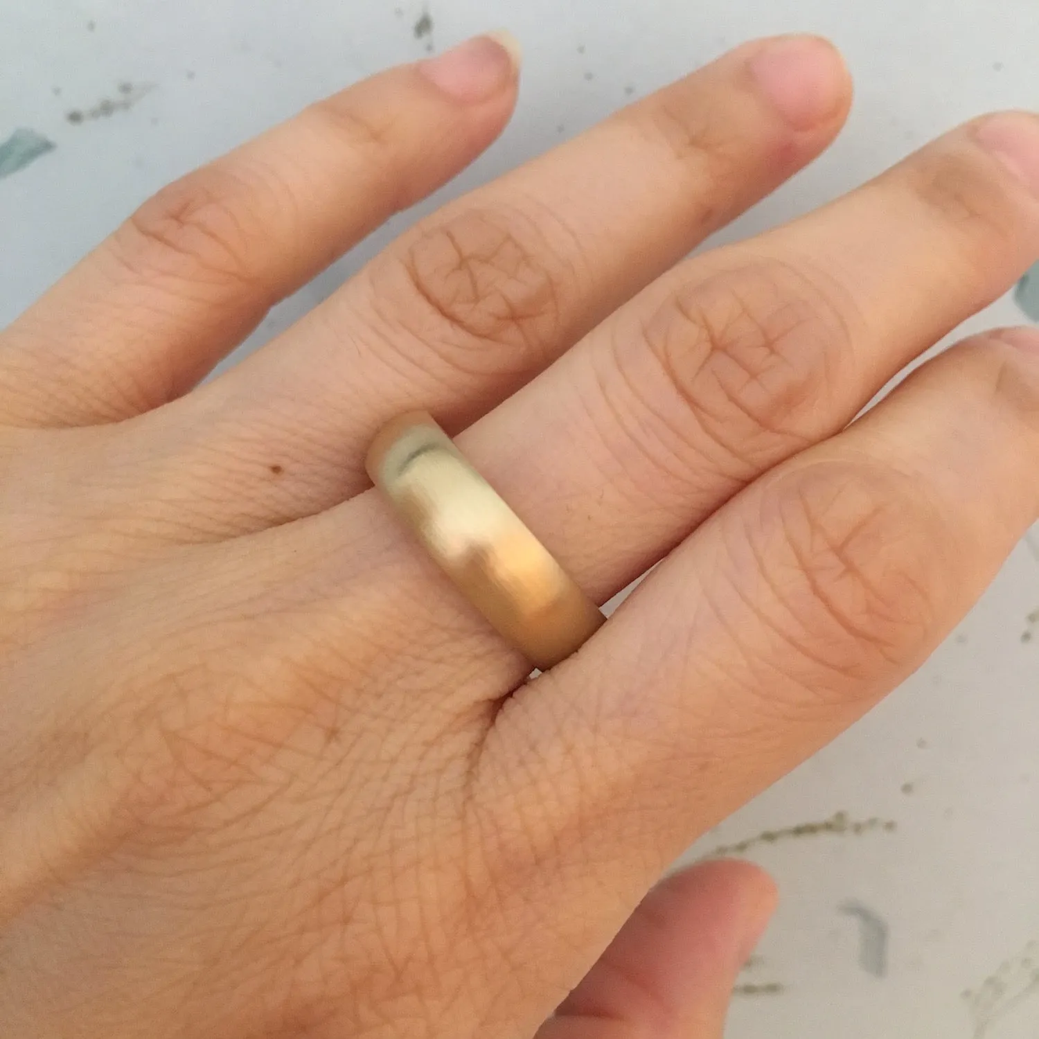 Matte Domed Wedding Band 6mm in White Gold Men’s Comfort Fit Ring
