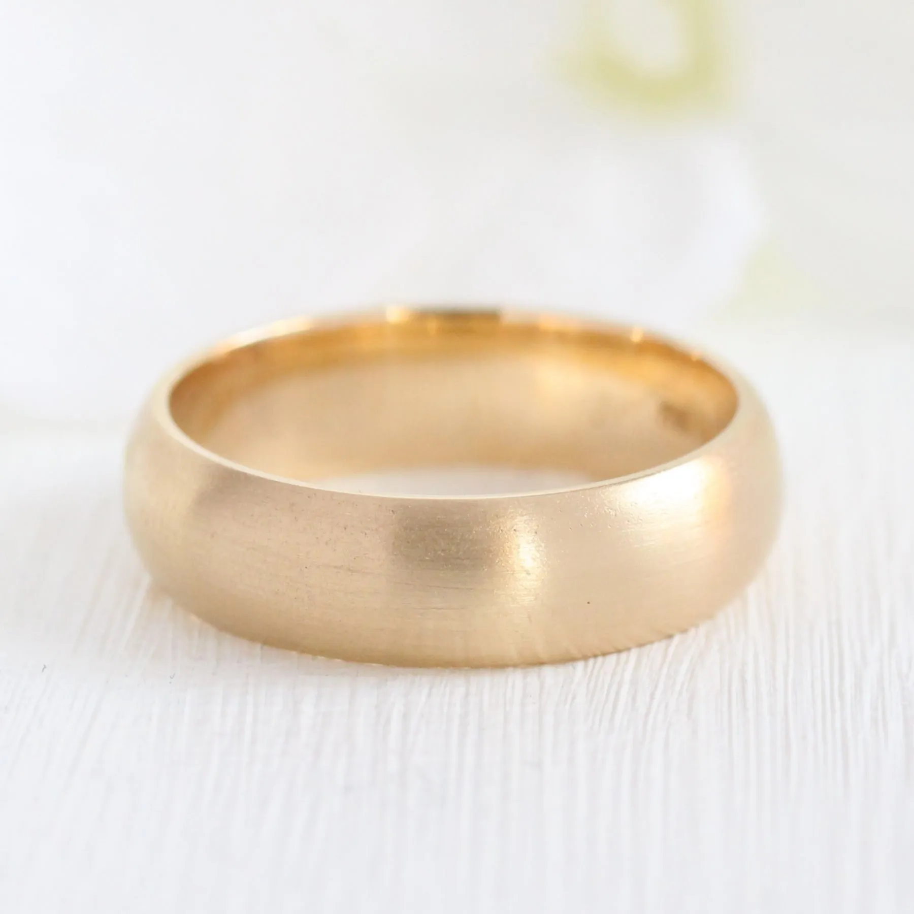 Matte Domed Wedding Band 6mm in White Gold Men’s Comfort Fit Ring