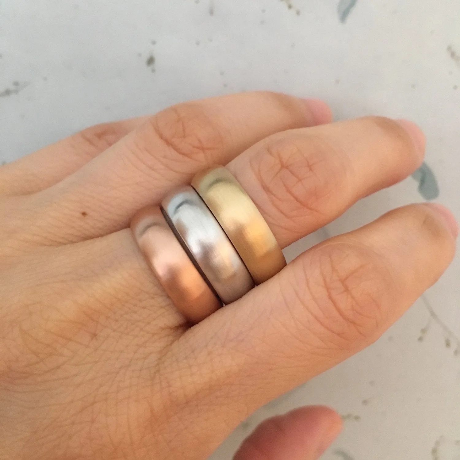 Matte Domed Wedding Band 6mm in White Gold Men’s Comfort Fit Ring