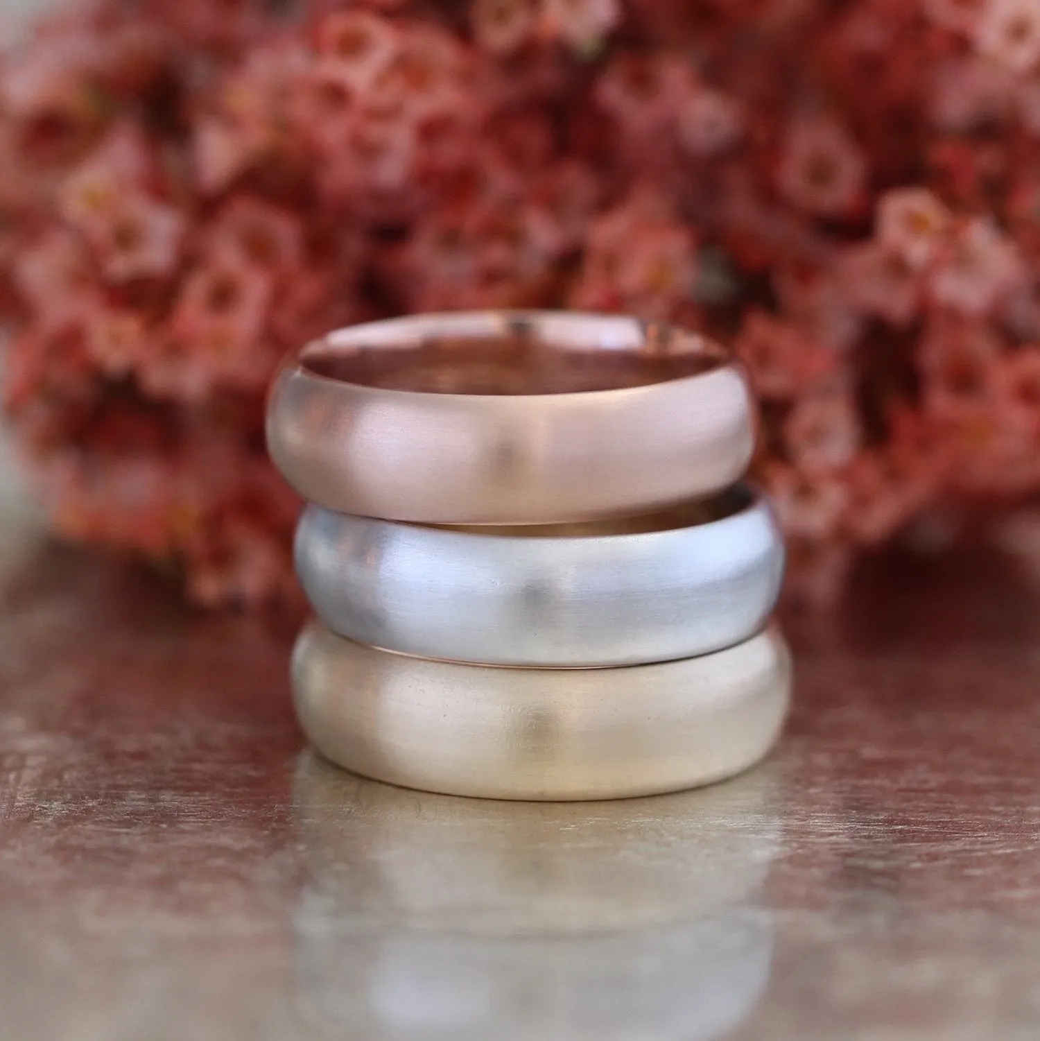 Matte Domed Wedding Band 6mm in White Gold Men’s Comfort Fit Ring
