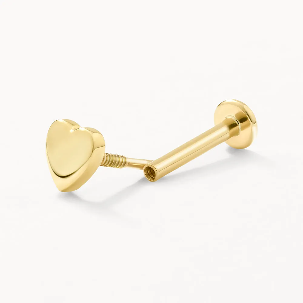 Micro Heart Helix Single Stud Earring in 10k Gold