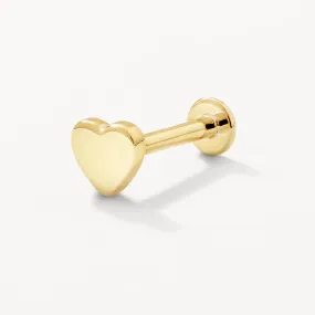 Micro Heart Helix Single Stud Earring in 10k Gold