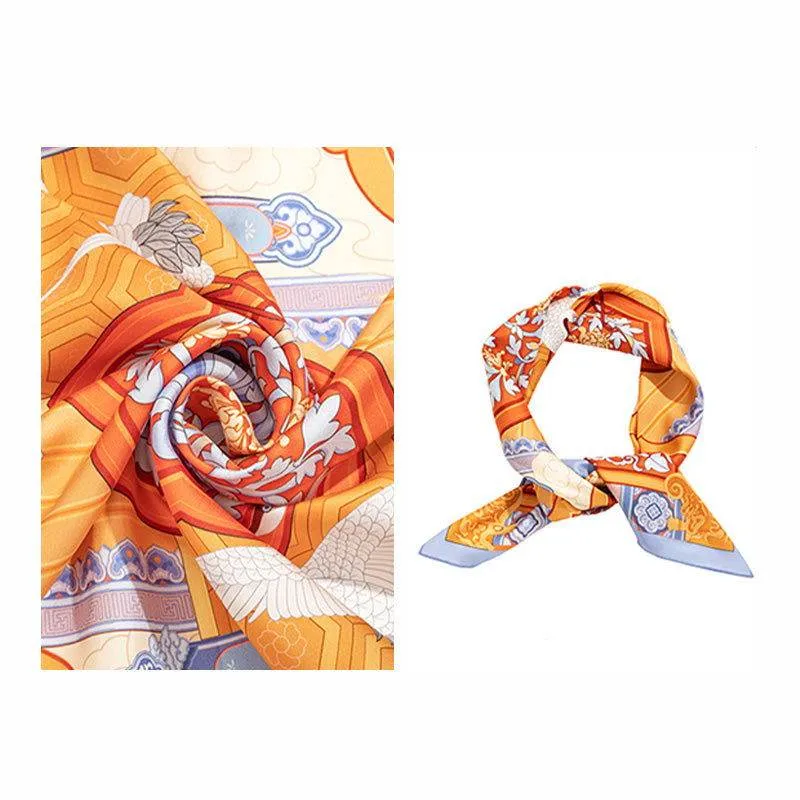 Mulberry Silk 16 Momme Crane Square Scarf  63.5x63.5 cm
