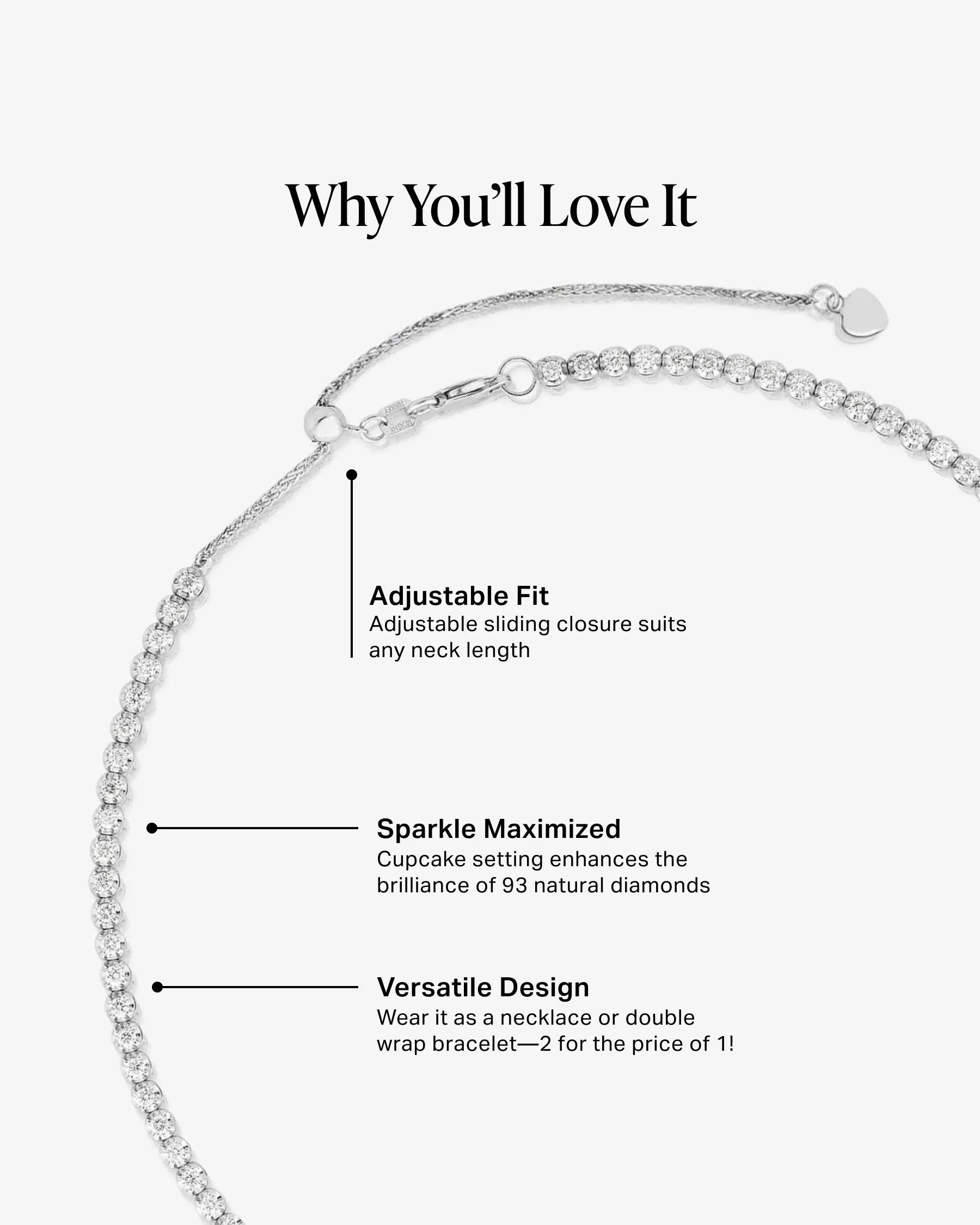 Multiway Tennis Necklace   Double Wrap Bracelet