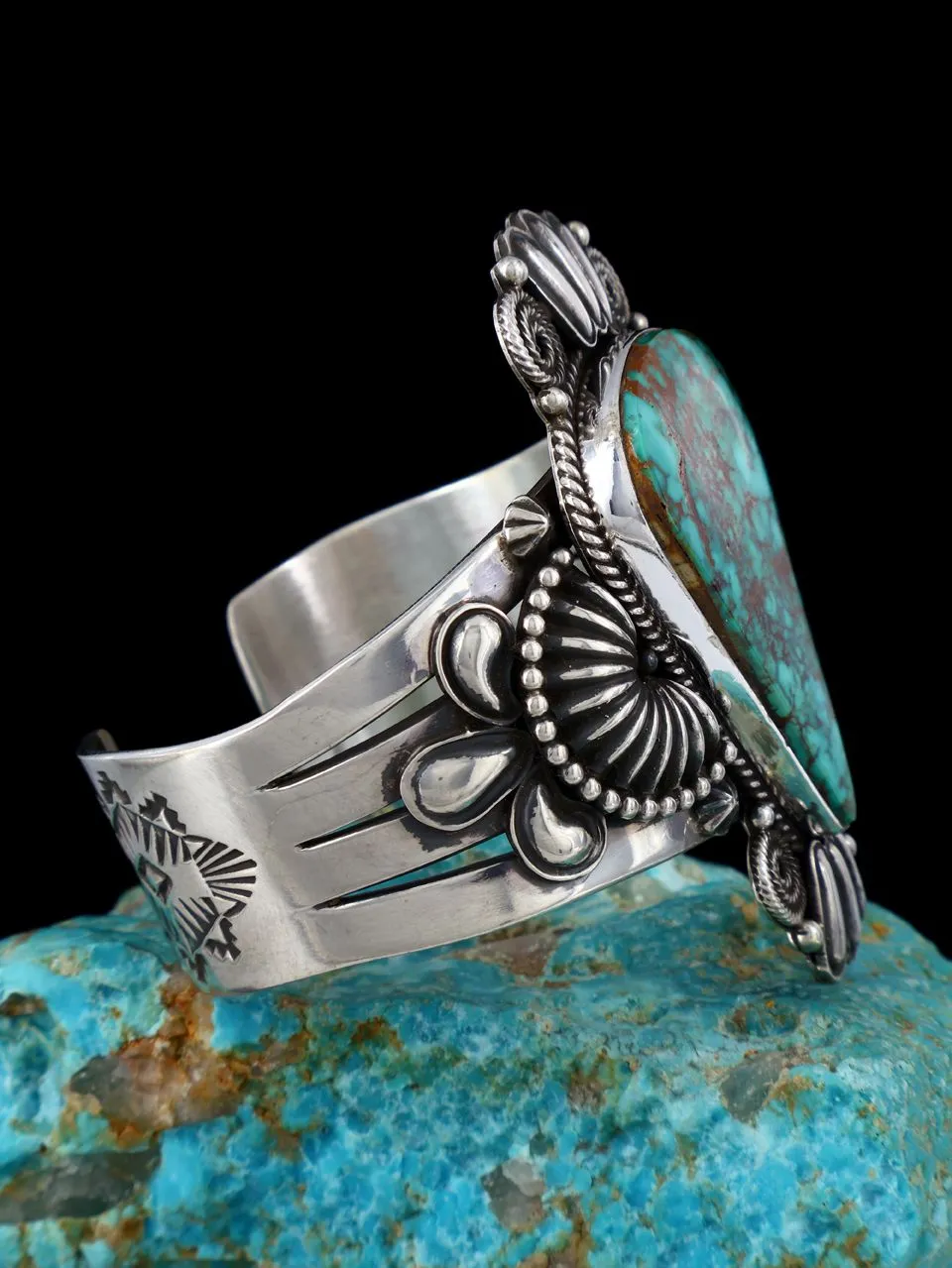 Native American Jewelry Sterling Silver Natural Royston Turquoise Cuff Bracelet