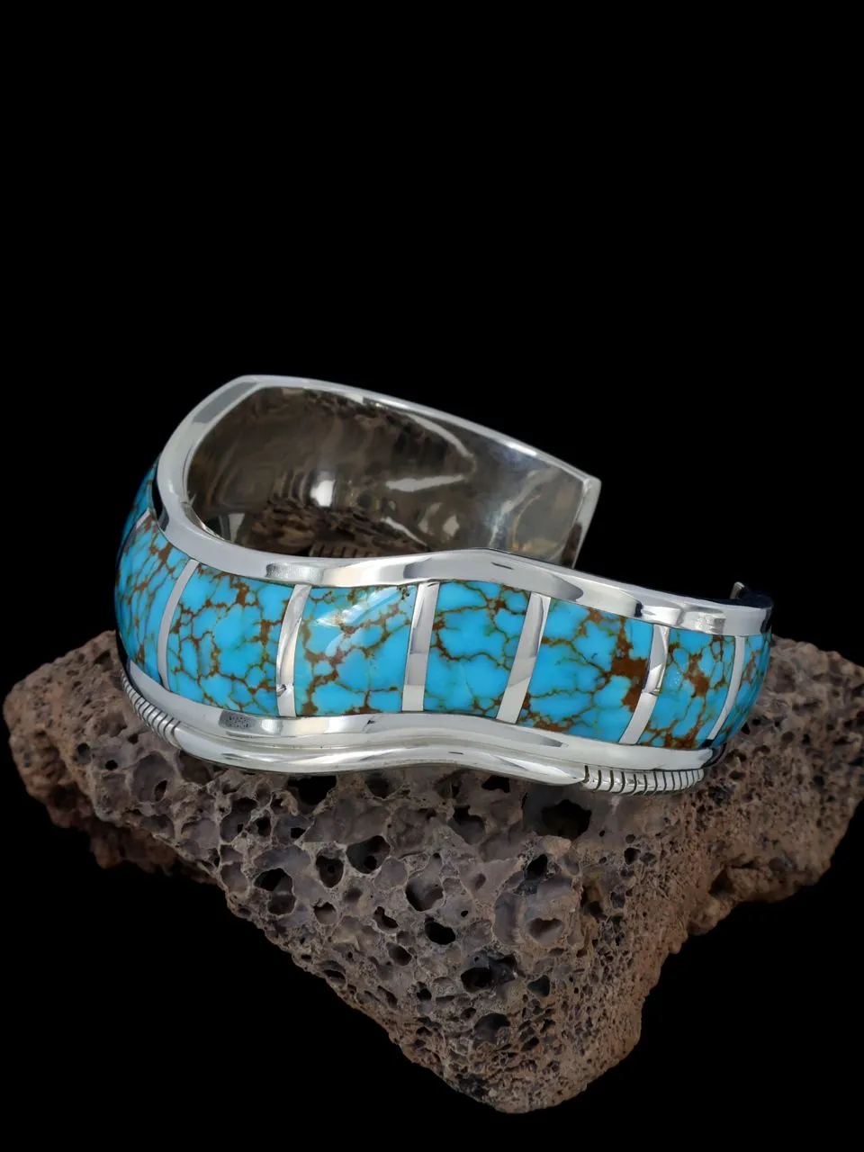 Native American Natural Turquoise Inlay Cuff Bracelet