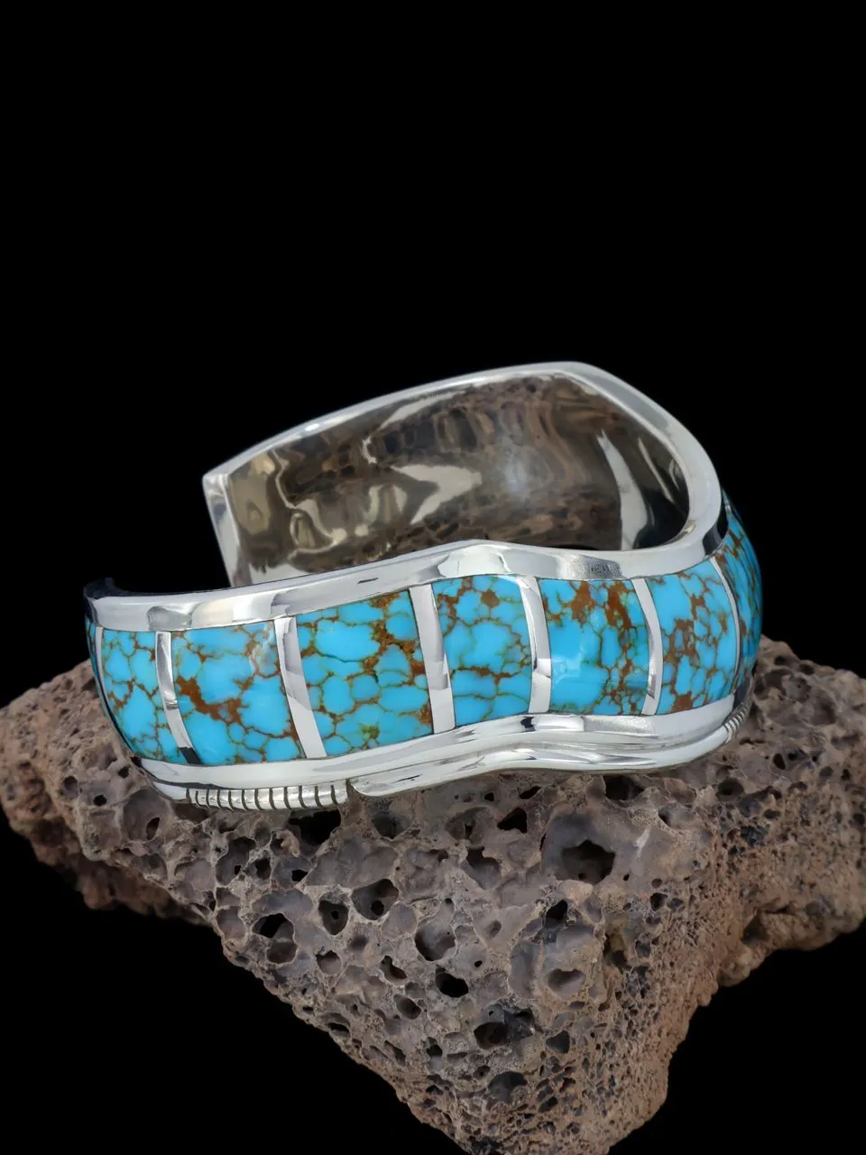 Native American Natural Turquoise Inlay Cuff Bracelet