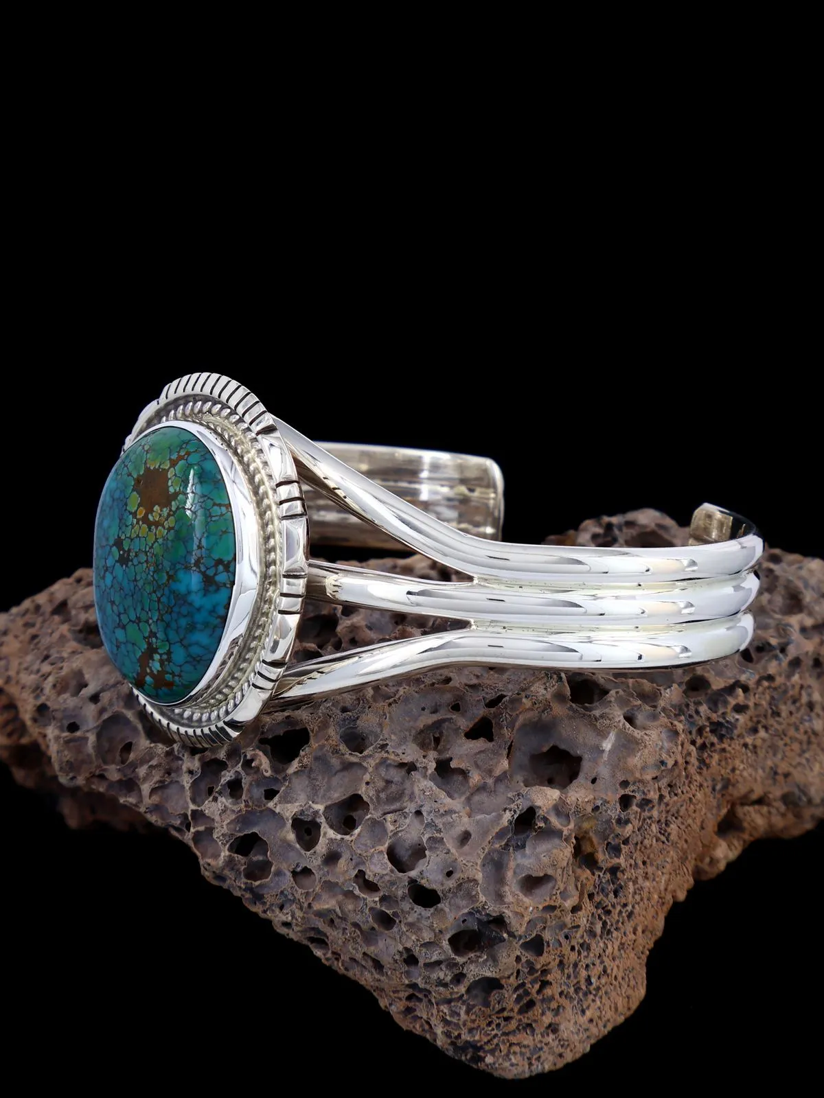 Navajo Blue Moon Turquoise Sterling Silver Cuff Bracelet