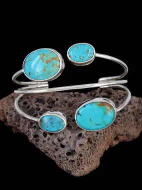 Navajo Sterling Silver Floating Turquoise Cuff Bracelet