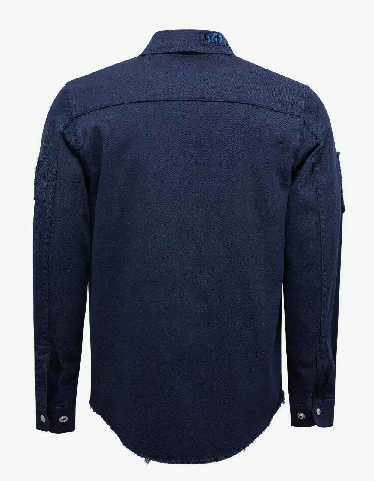 Navy Blue Beaded Military Shirt