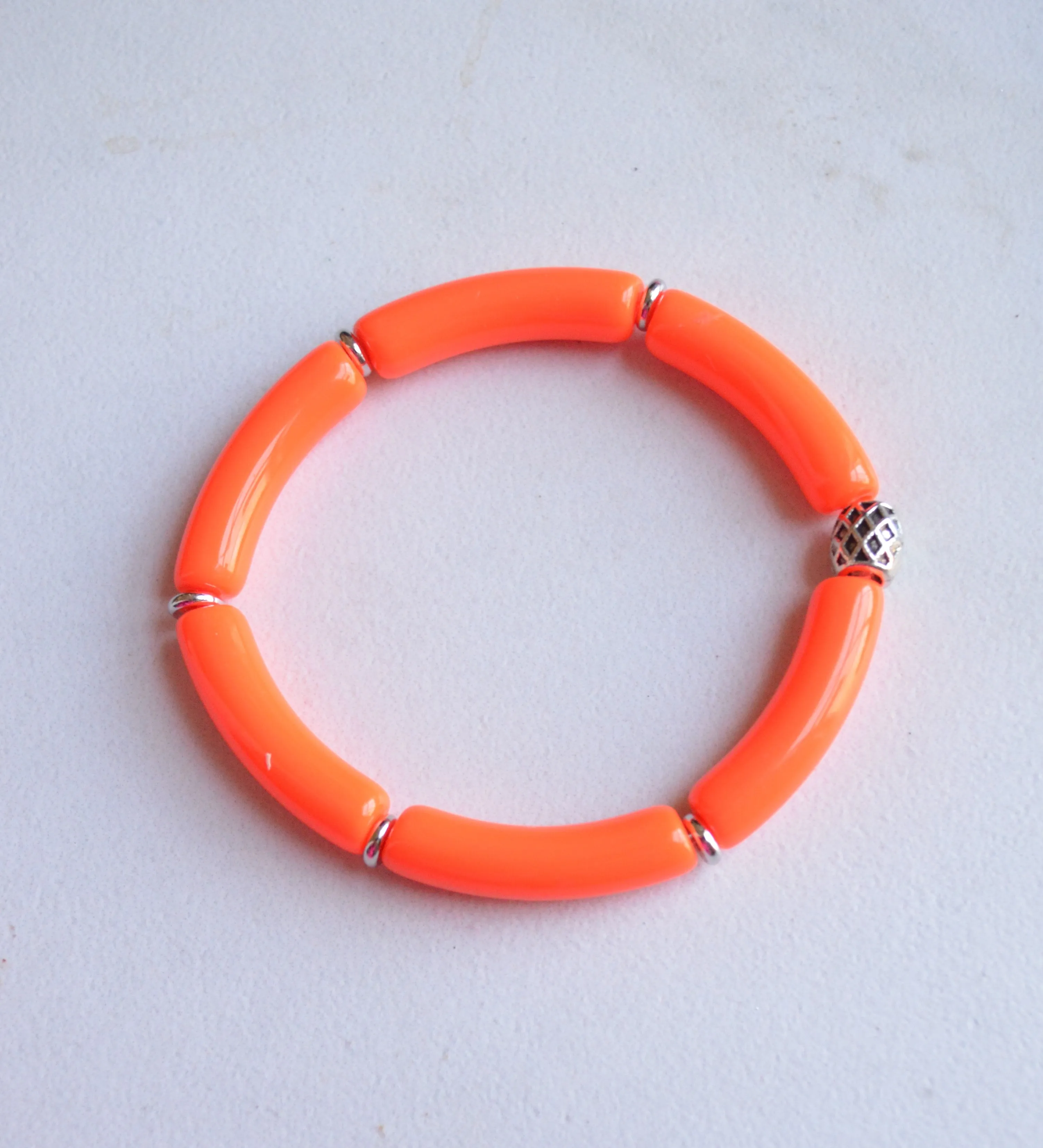 Neon Acrylic Lucite Tube Stretch Womens Bracelet