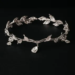 Octavia’s Crystal Drop Head Band in Silver White Gold
