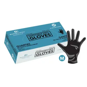 Olivia Garden Essentials Disposable Vinyl Gloves Black Vinyl Medium