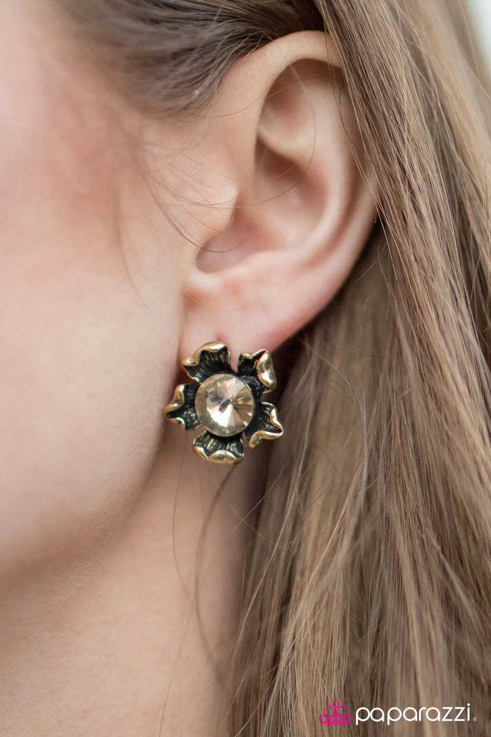 Open Door Jewelry - Chin Up, Buttercup - Brass Post Post Earrings - Paparazzi Accessories
