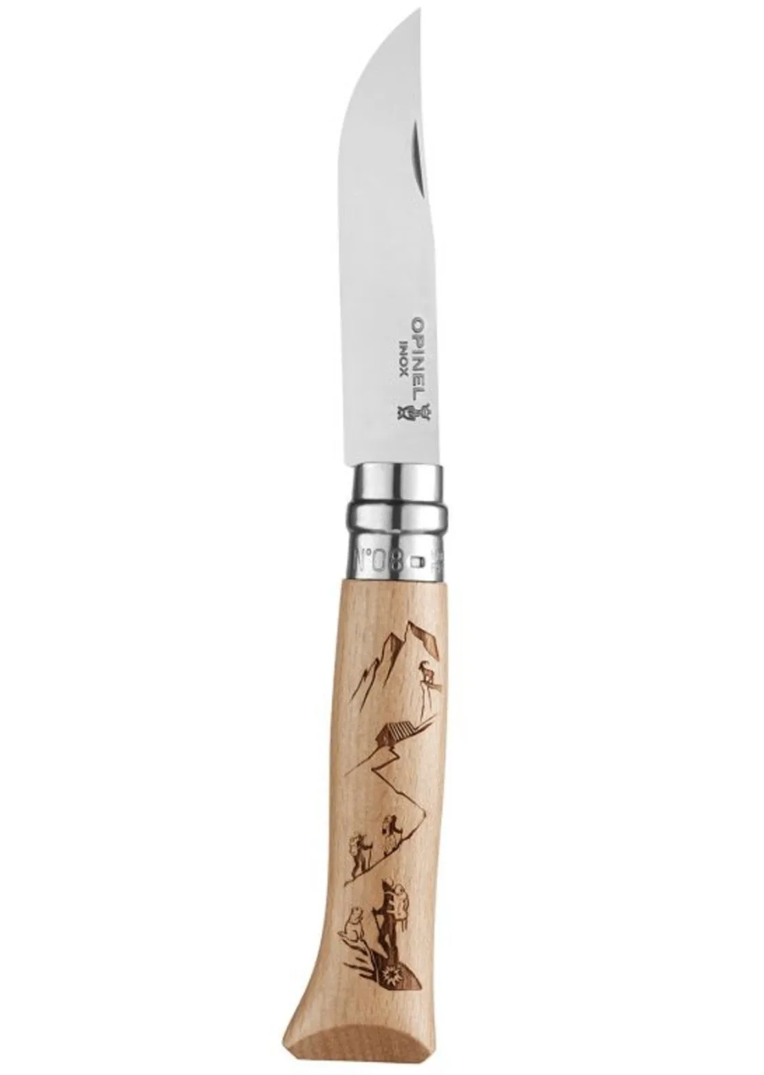 Opinel Tradition N°08 Engraved Adventure Stainless Steel Knife
