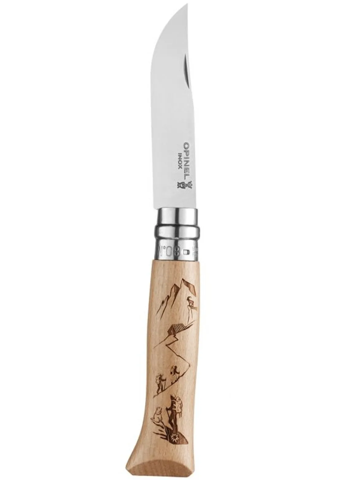 Opinel Tradition N°08 Engraved Adventure Stainless Steel Knife