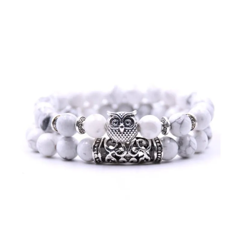 Owl bracelet in natural stone - symbol of freedom and hope