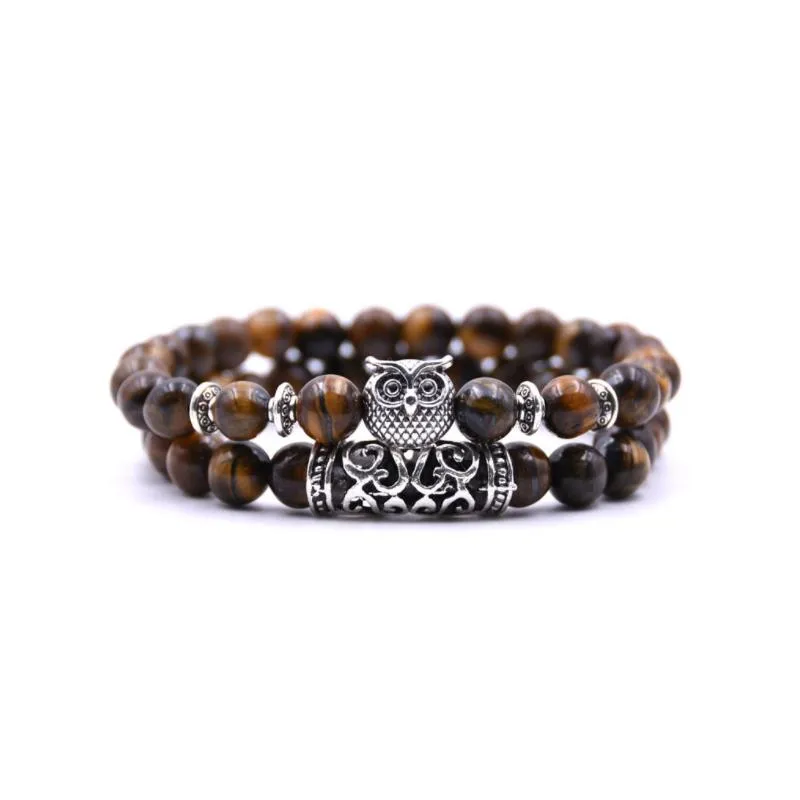 Owl bracelet in natural stone - symbol of freedom and hope