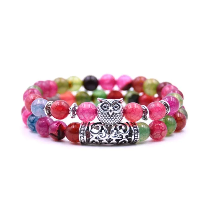 Owl bracelet in natural stone - symbol of freedom and hope