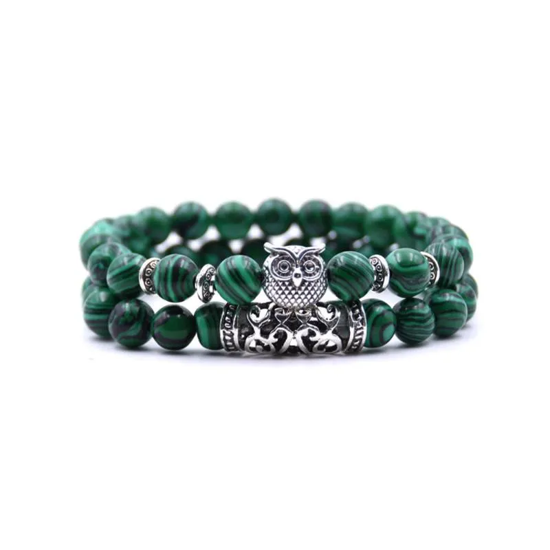 Owl bracelet in natural stone - symbol of freedom and hope