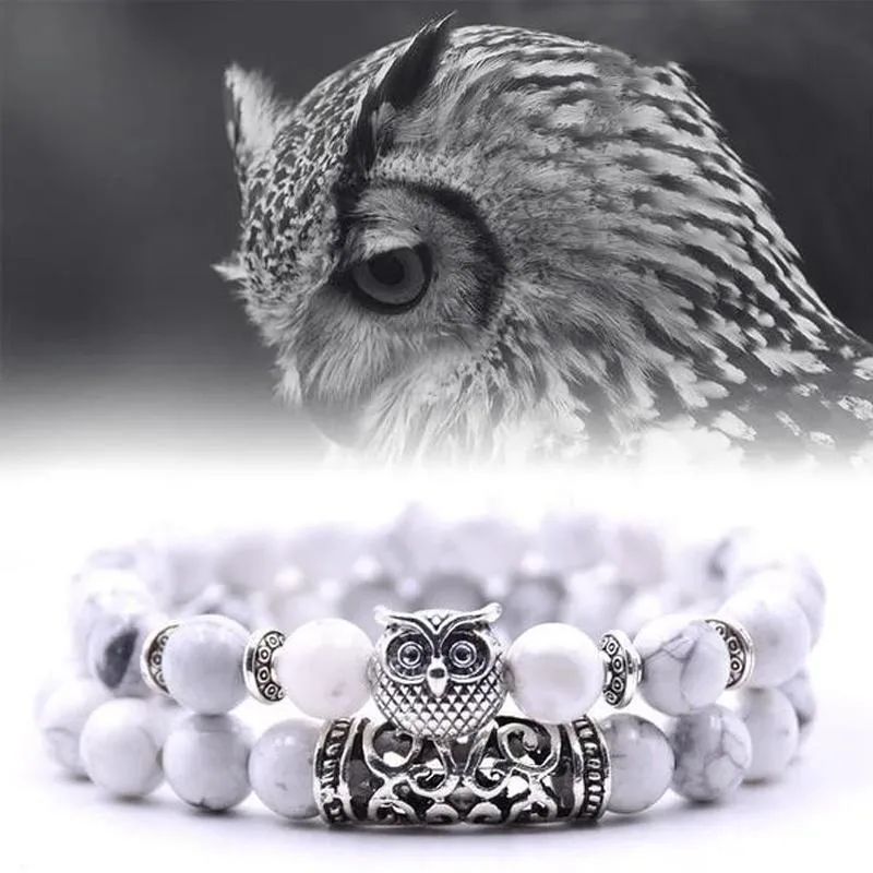 Owl bracelet in natural stone - symbol of freedom and hope