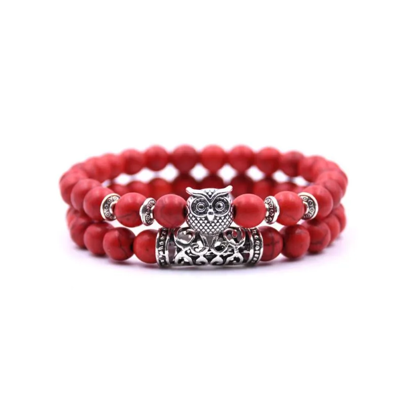 Owl bracelet in natural stone - symbol of freedom and hope