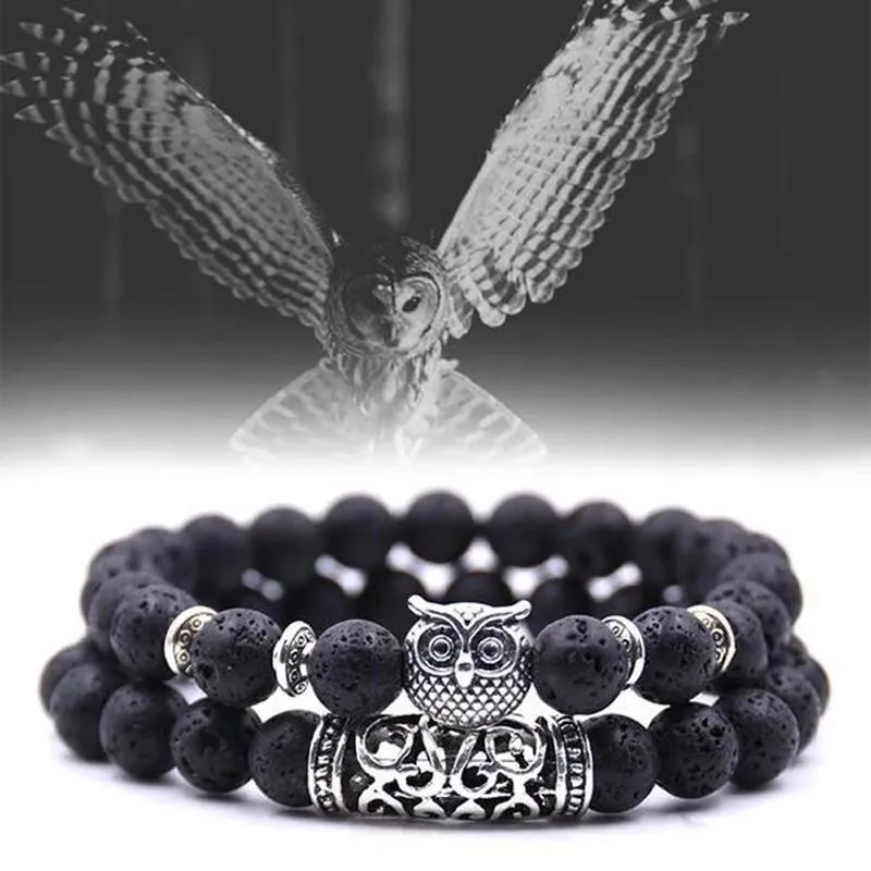 Owl bracelet in natural stone - symbol of freedom and hope