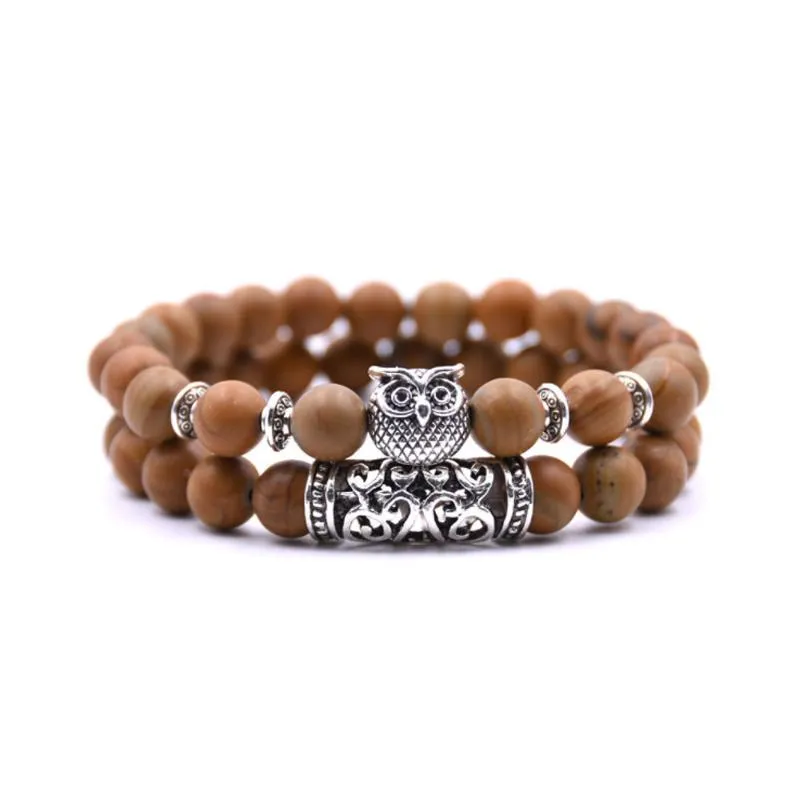 Owl bracelet in natural stone - symbol of freedom and hope