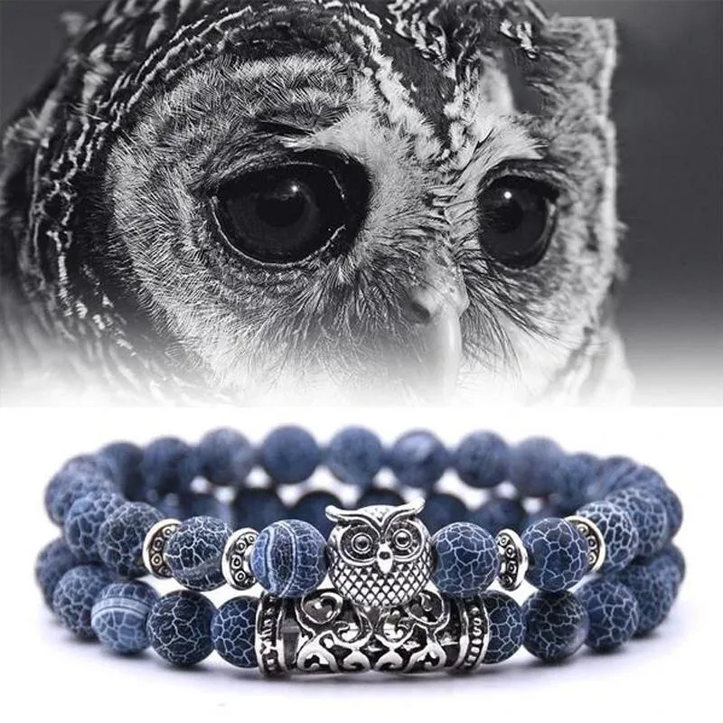 Owl bracelet in natural stone - symbol of freedom and hope