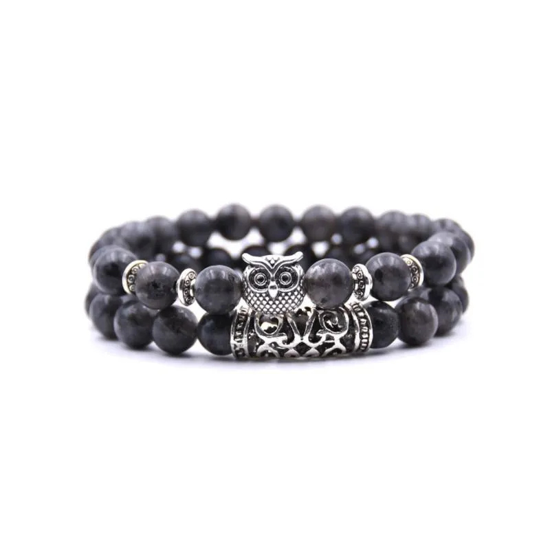 Owl bracelet in natural stone - symbol of freedom and hope