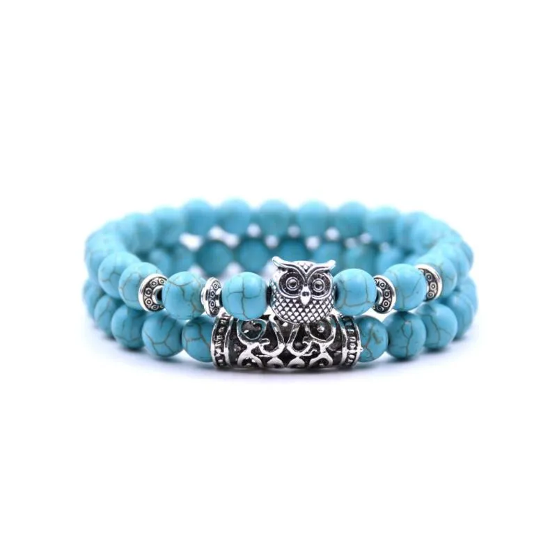 Owl bracelet in natural stone - symbol of freedom and hope