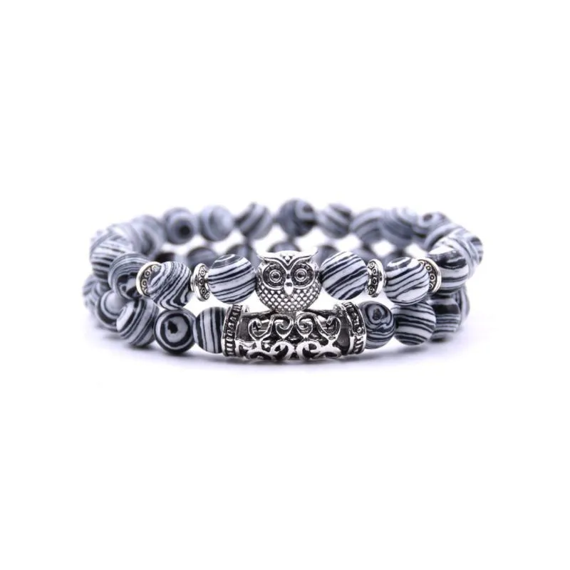 Owl bracelet in natural stone - symbol of freedom and hope