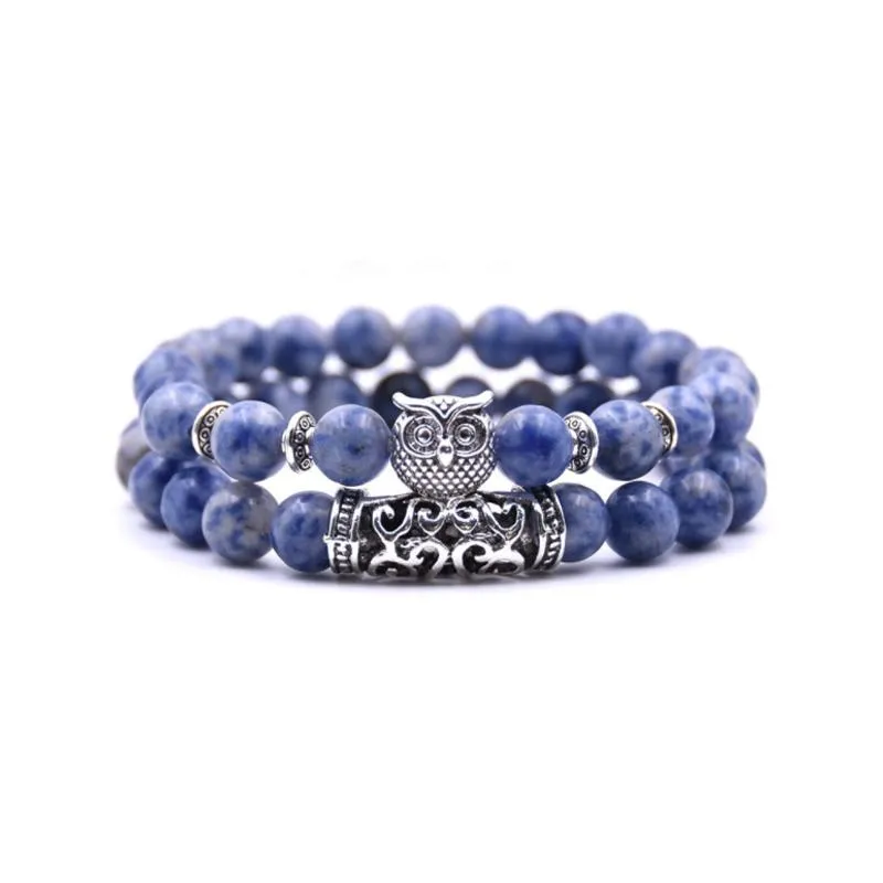 Owl bracelet in natural stone - symbol of freedom and hope