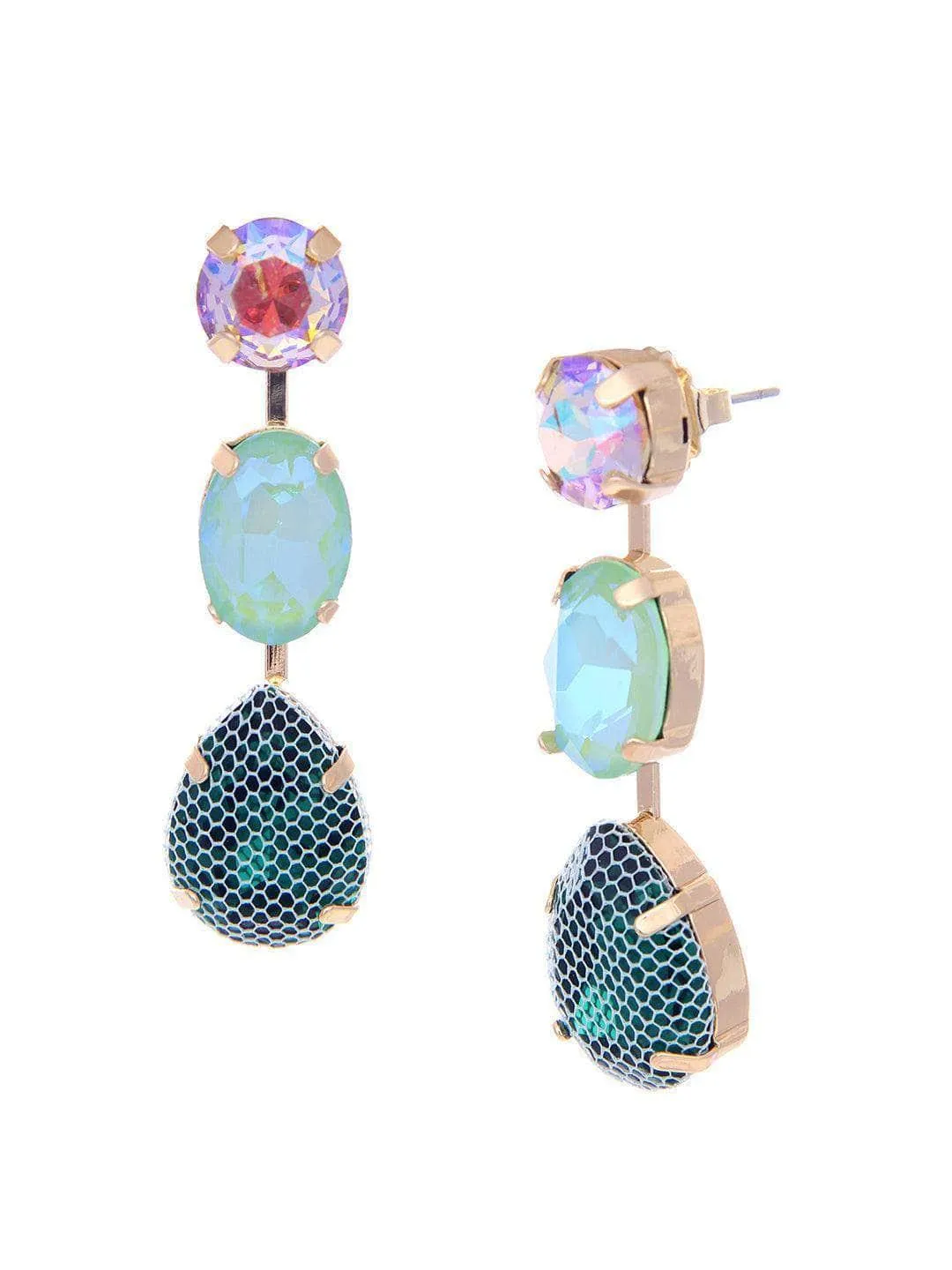 Palak Tiwari In Honeycomb 3 Tiered Earrings Purple