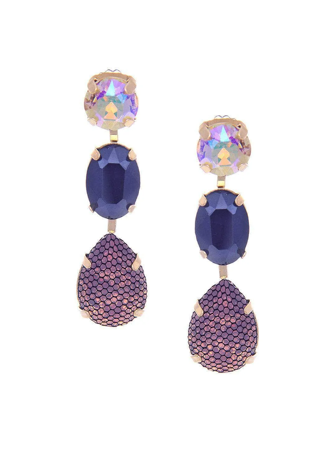 Palak Tiwari In Honeycomb 3 Tiered Earrings Purple
