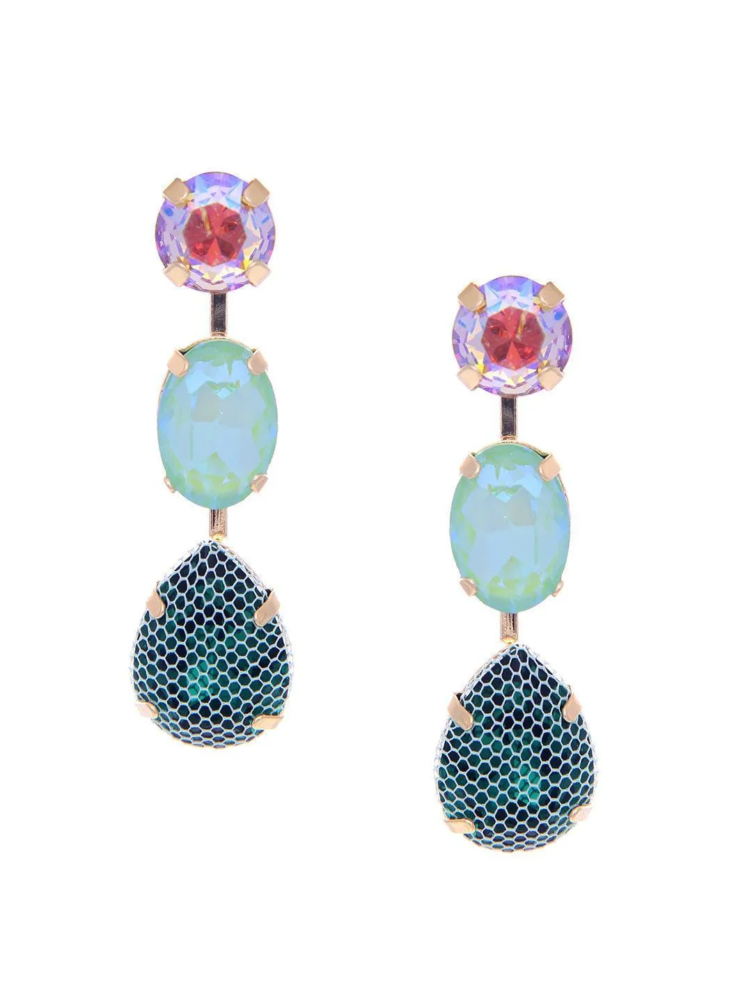 Palak Tiwari In Honeycomb 3 Tiered Earrings Purple