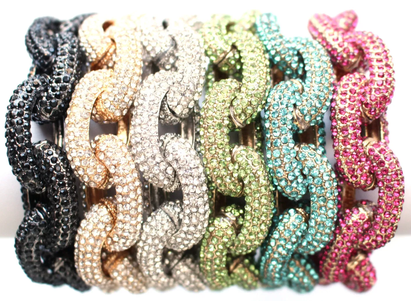 Pavé Crystal Link Bracelet- Silver