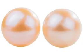 Peach Freshwater Pearl Stud Earrings Sterling Silver 12mm