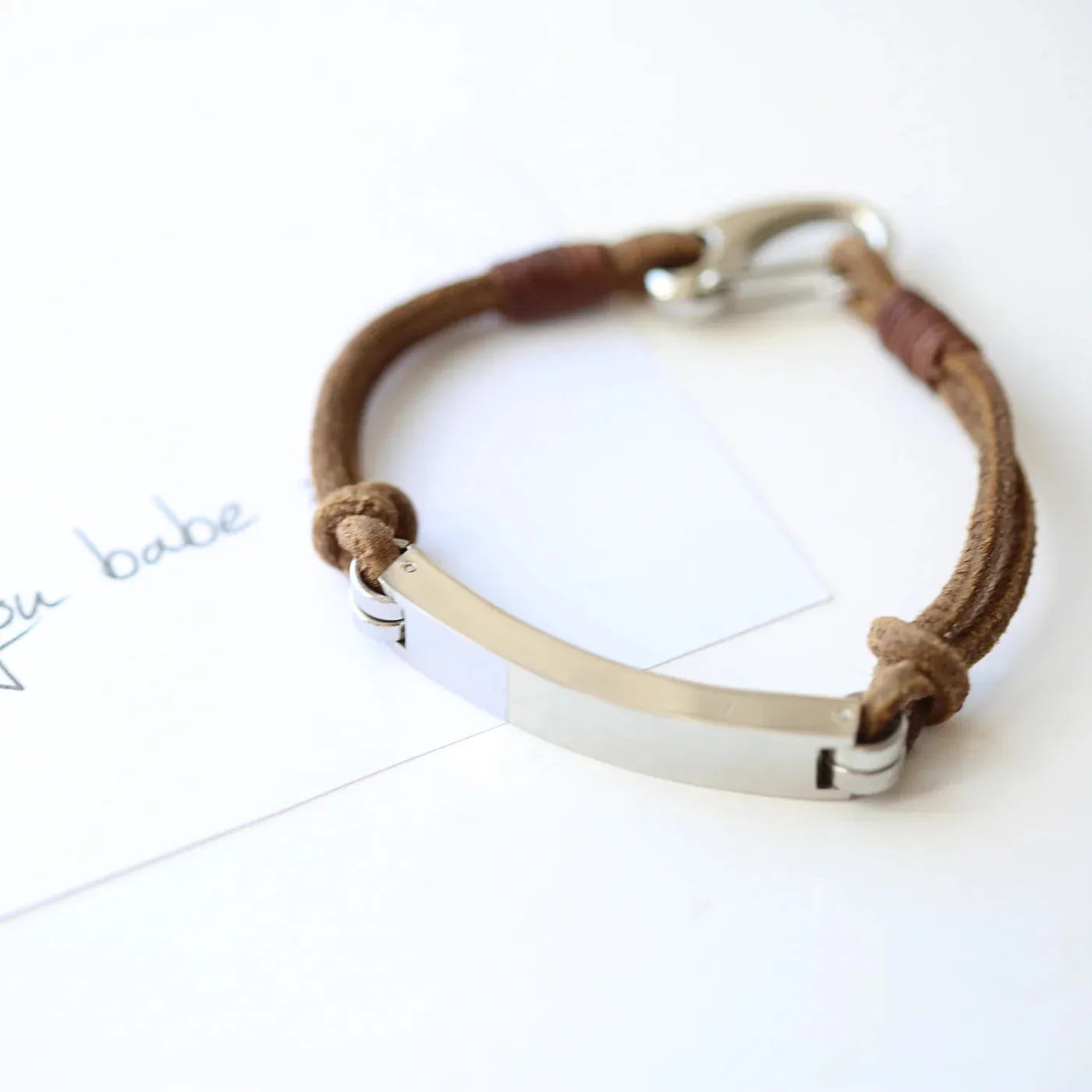 Personalised Handwriting Men's Leather Tan Bracelet