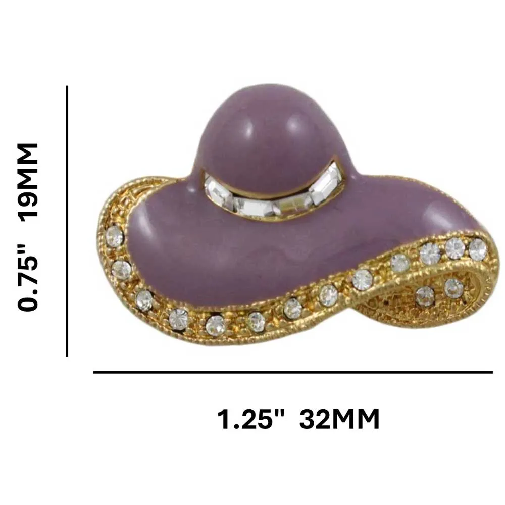 Purple Enamel and Crystal Lady's Hat Brooch Pin - PRF326P